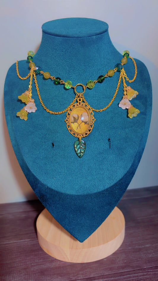 Handmade layered fairycore cameo necklace