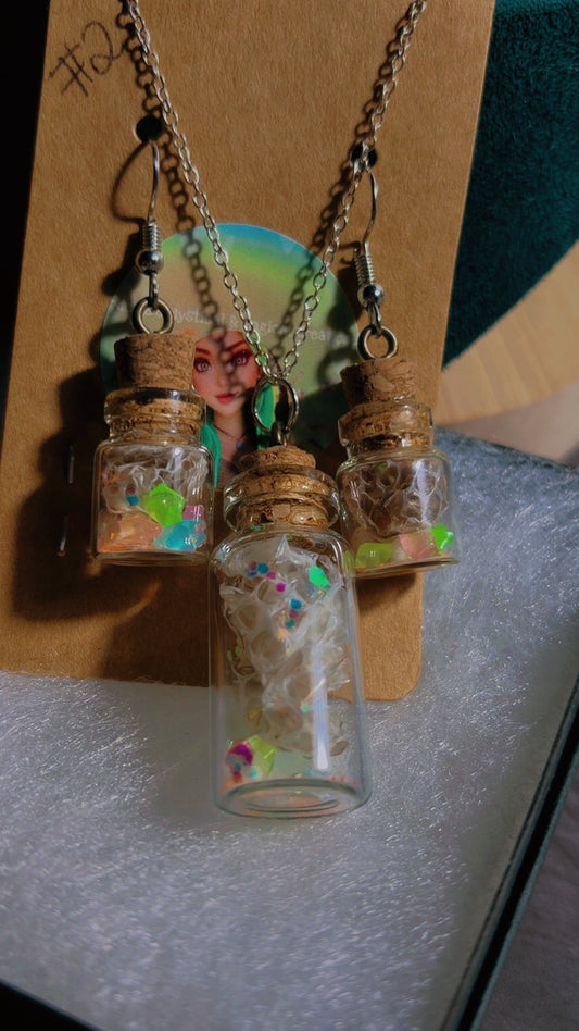 Handmade snakeskin necklace and earrings set