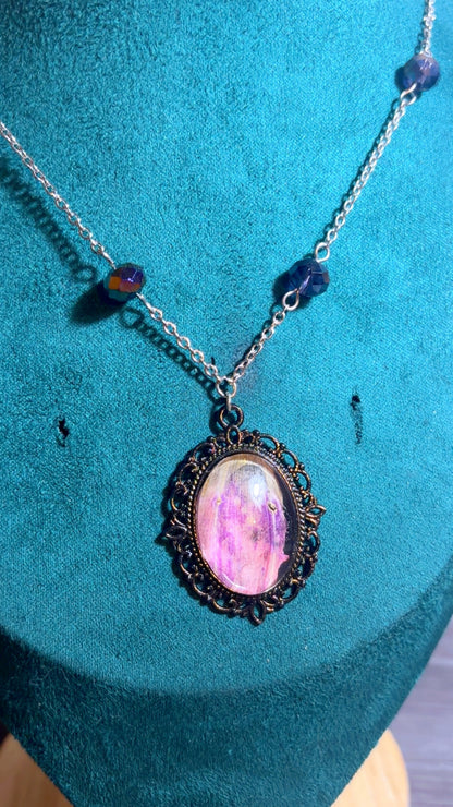 Handmade Real dahlia petal cameo necklace
