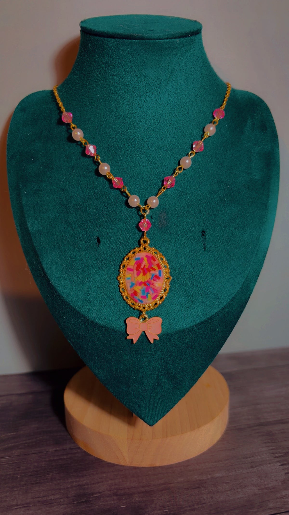 Handmade sprinkle cameo necklace
