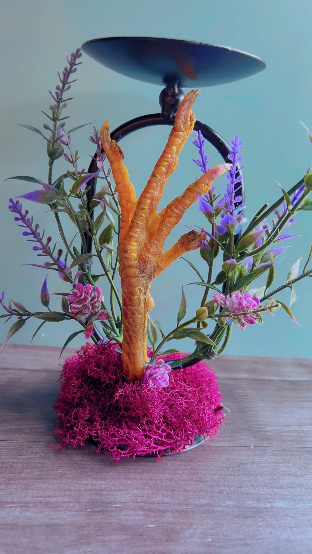 Handmade chicken foot candle holders