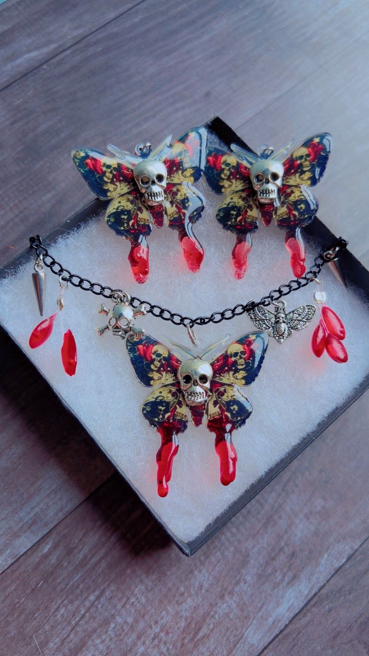 Handmade Punk style moth set