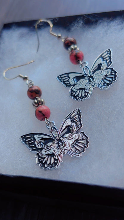 Handmade punk style butterfly earrings