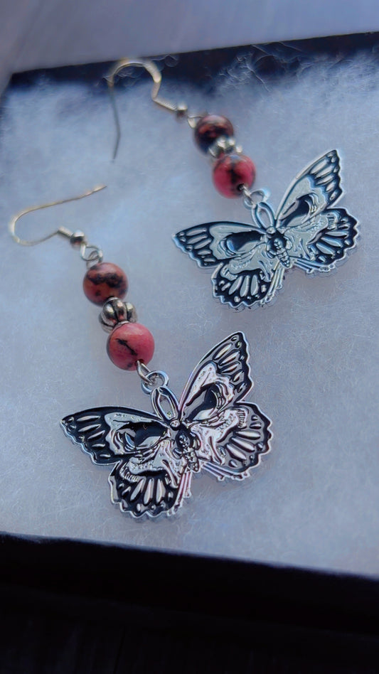 Handmade punk style butterfly earrings