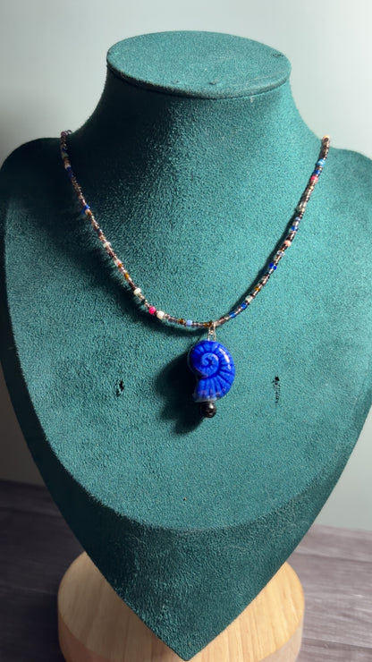 Handmade hippie style glass shell necklace
