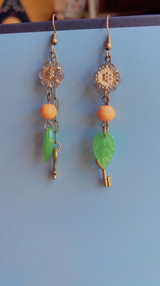 Handmade forest trinket earrings