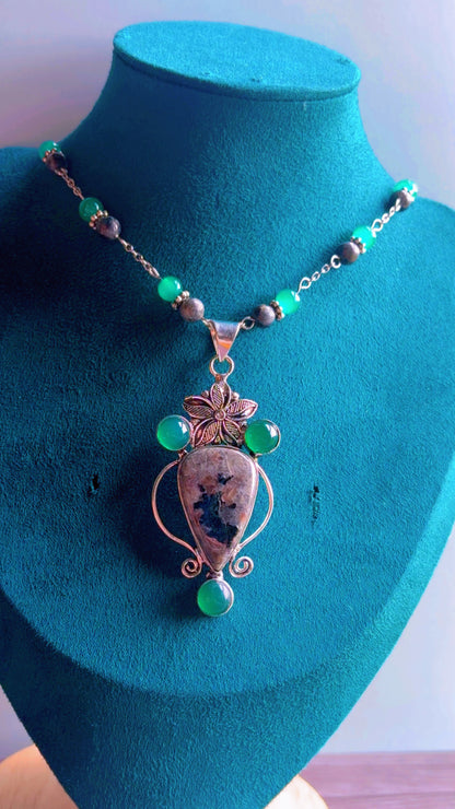 Handmade yooperlite and green aventurine necklace
