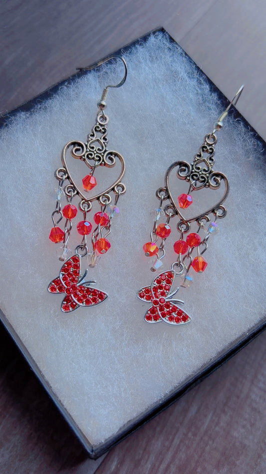 Handmade butterfly chandelier earrings
