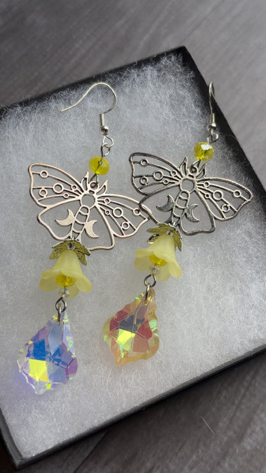 Handmade whimsical moth earrings
