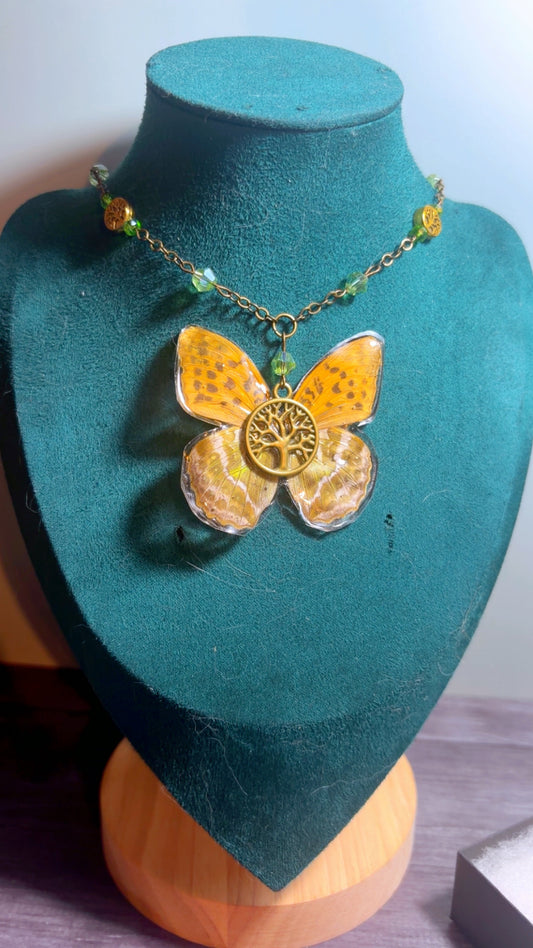 Handmade real butterfly wing necklace