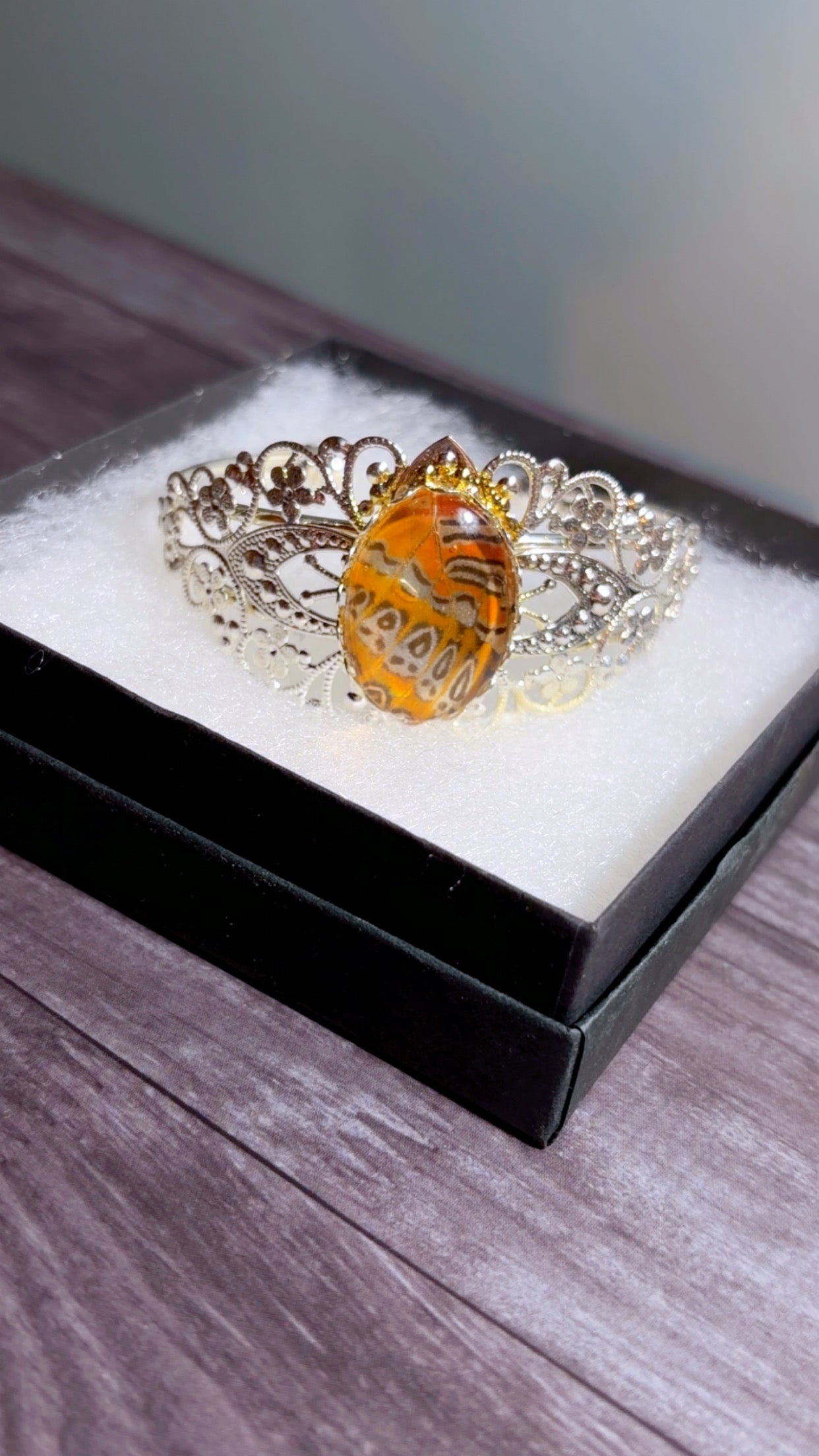 Handmade real butterfly wing adjustable cuff