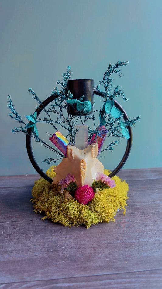 Handmade deer vertebrae candle holder