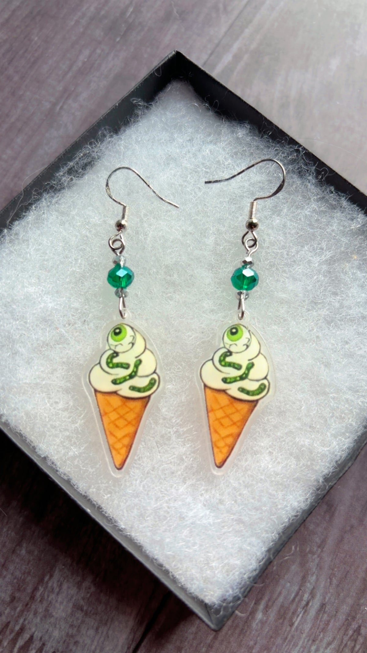 Handmade eye icecream cone earrings