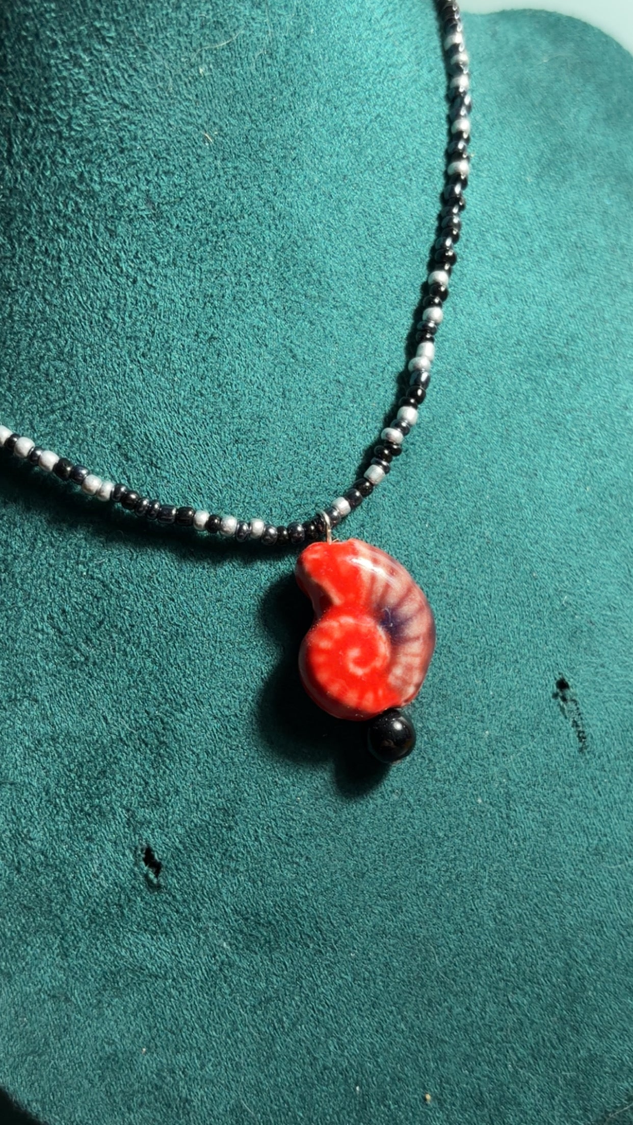 Handmade hippie style glass shell necklace