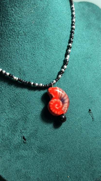 Handmade hippie style glass shell necklace