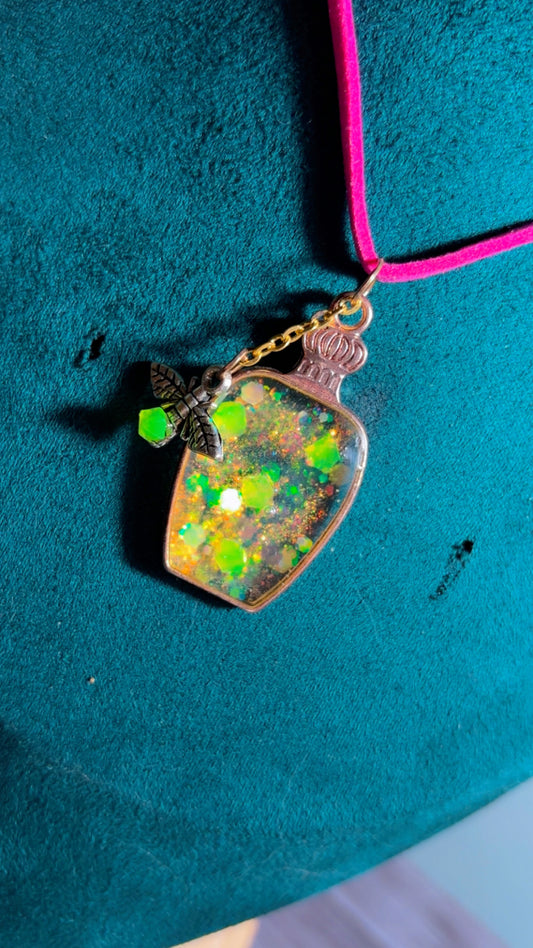 Handmade firefly necklace