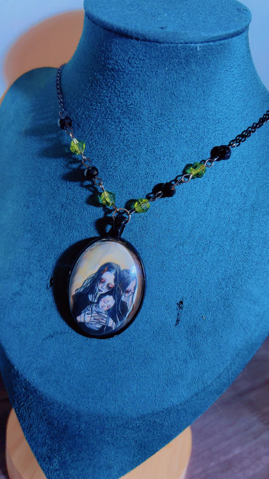 Handmade creepy cameo necklace