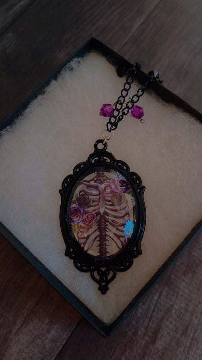 Handmade ribcage cameo necklace