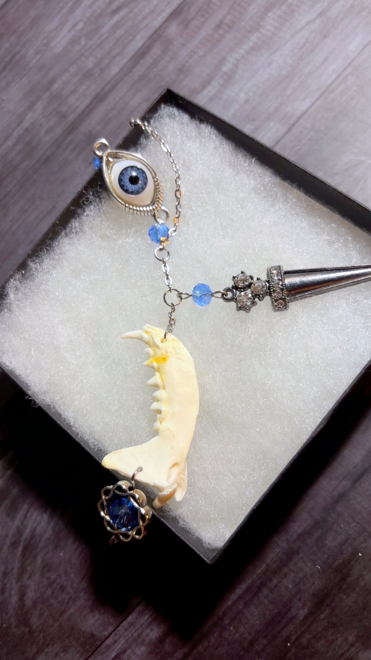 Handmade muskrat jaw bone necklace