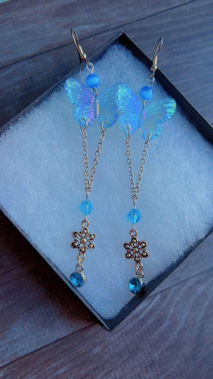 Handmade iridescent butterfly earrings