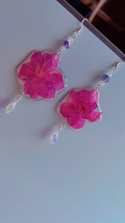 Handmade pink azalea earrings