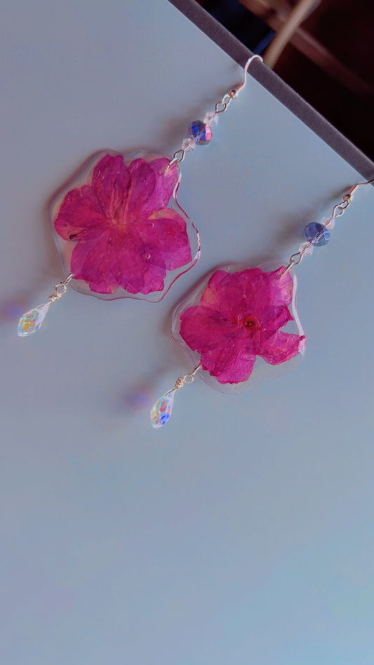 Handmade pink azalea earrings