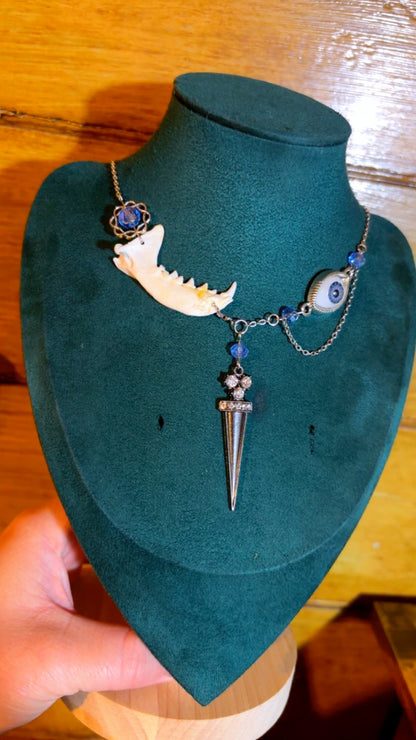 Handmade muskrat jaw bone necklace