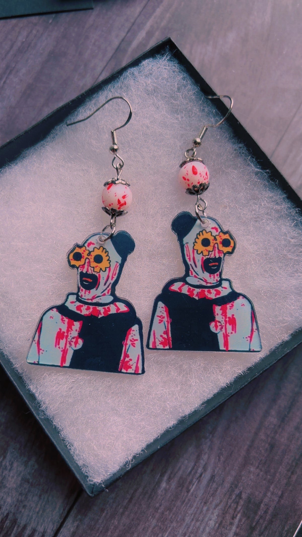 Handmade terrifying clown earrings ART