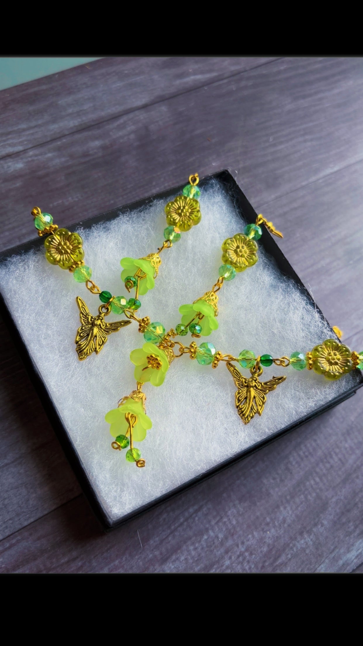 Handmade green garden fairy set