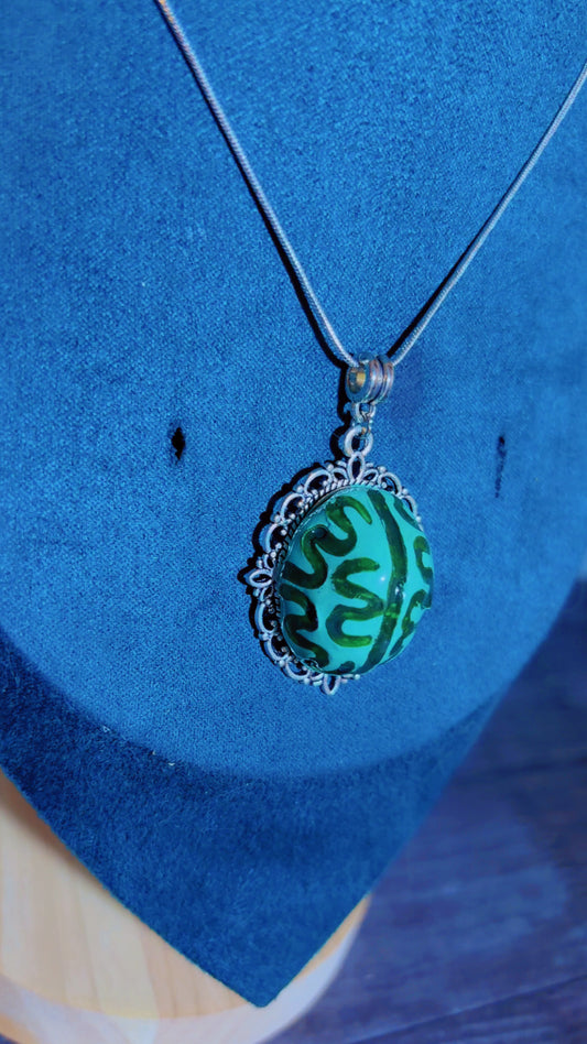 Handmade zombie brains cameo necklace