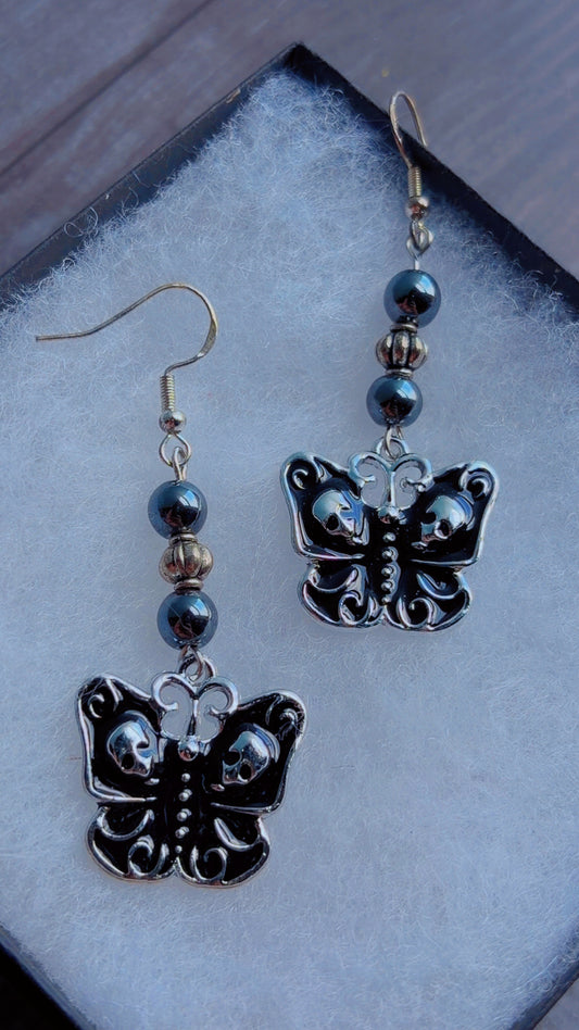Handmade punk style butterfly earrings