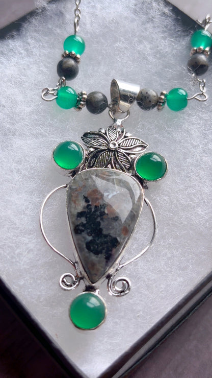 Handmade yooperlite and green aventurine necklace