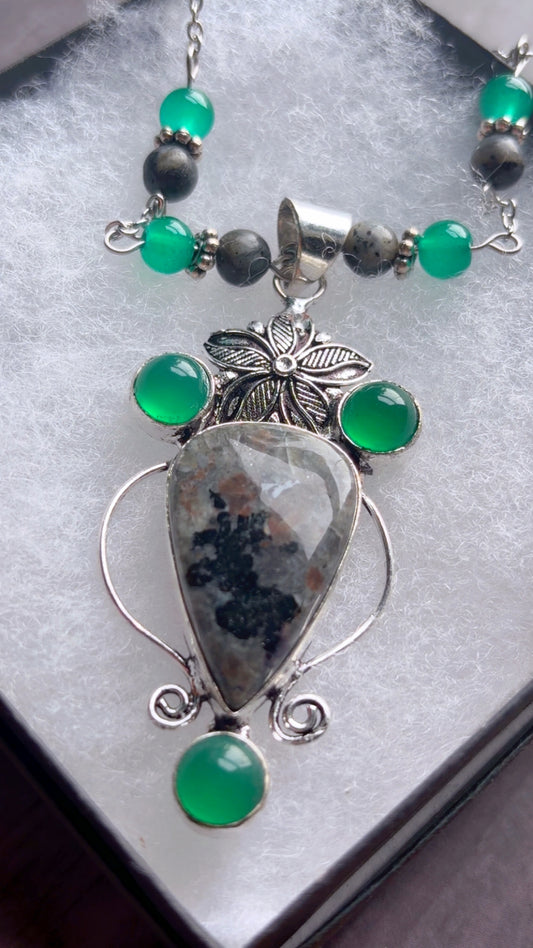 Handmade yooperlite and green aventurine necklace