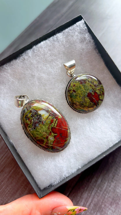 Dragons blood jasper gemstone pendants