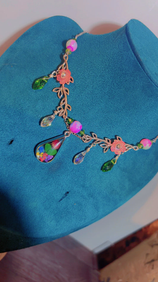Handmade garden fairy necklace