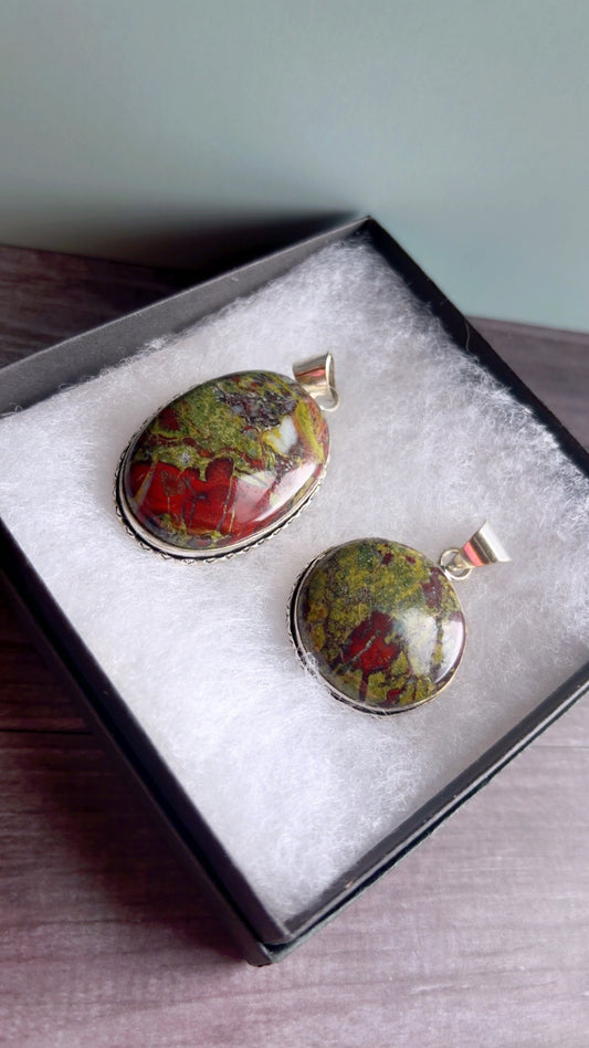 Dragons blood jasper gemstone pendants