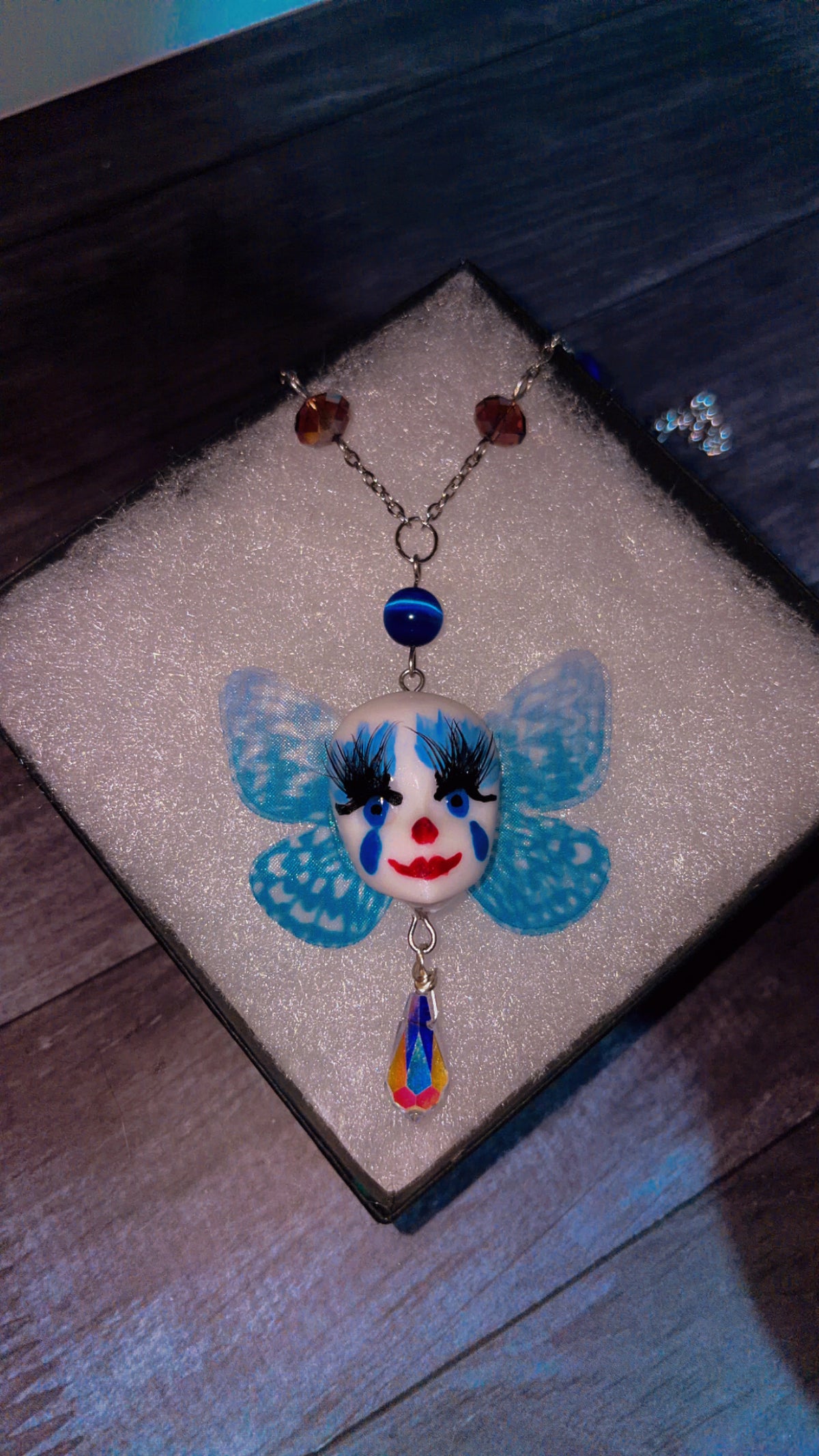 Handmade clown butterfly necklace