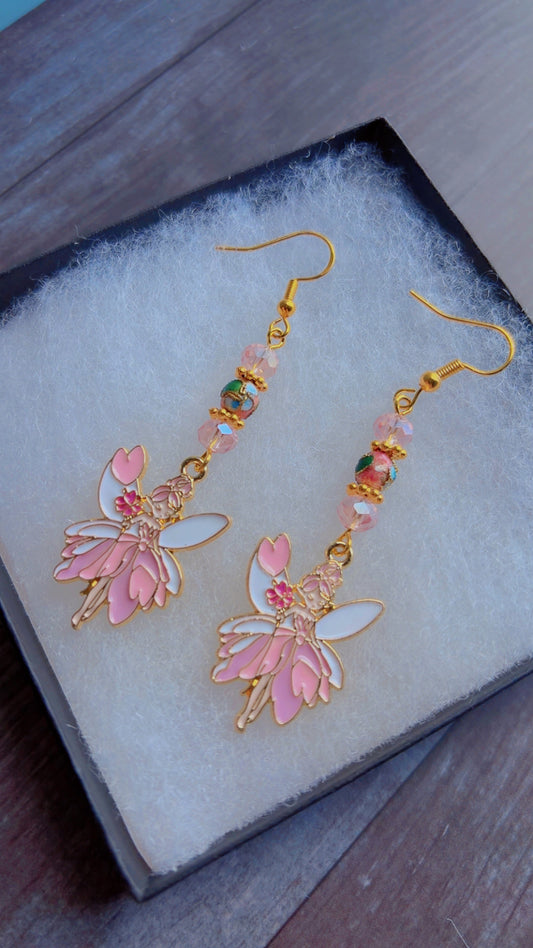 Handmade cloisonné fairy earrings