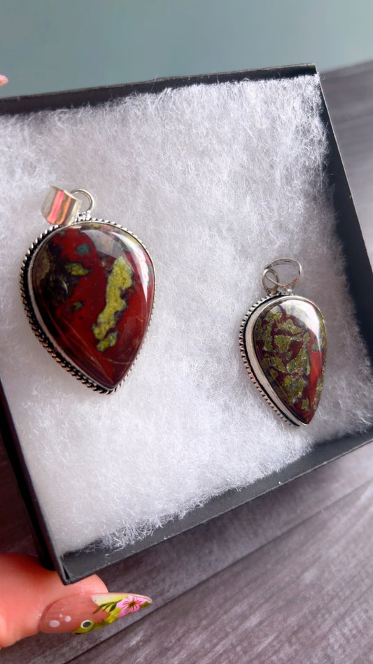 Dragons blood jasper gemstone pendants