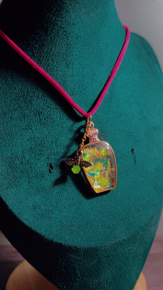 Handmade firefly necklace