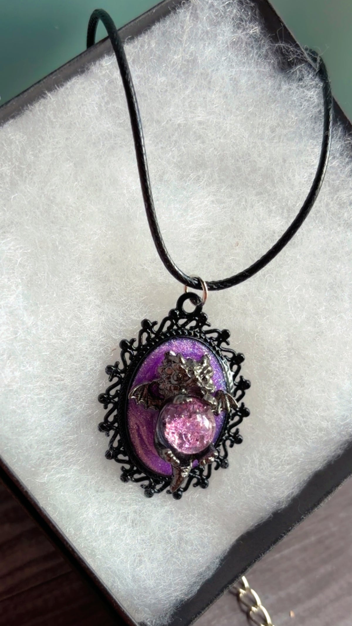 Handmade dragon cameo necklace
