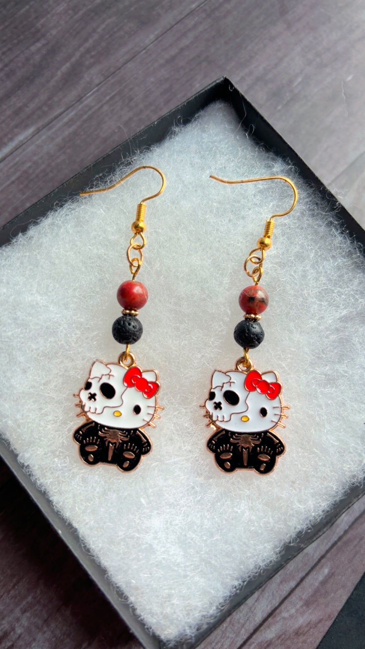 Handmade HK earrings with red jasper beads