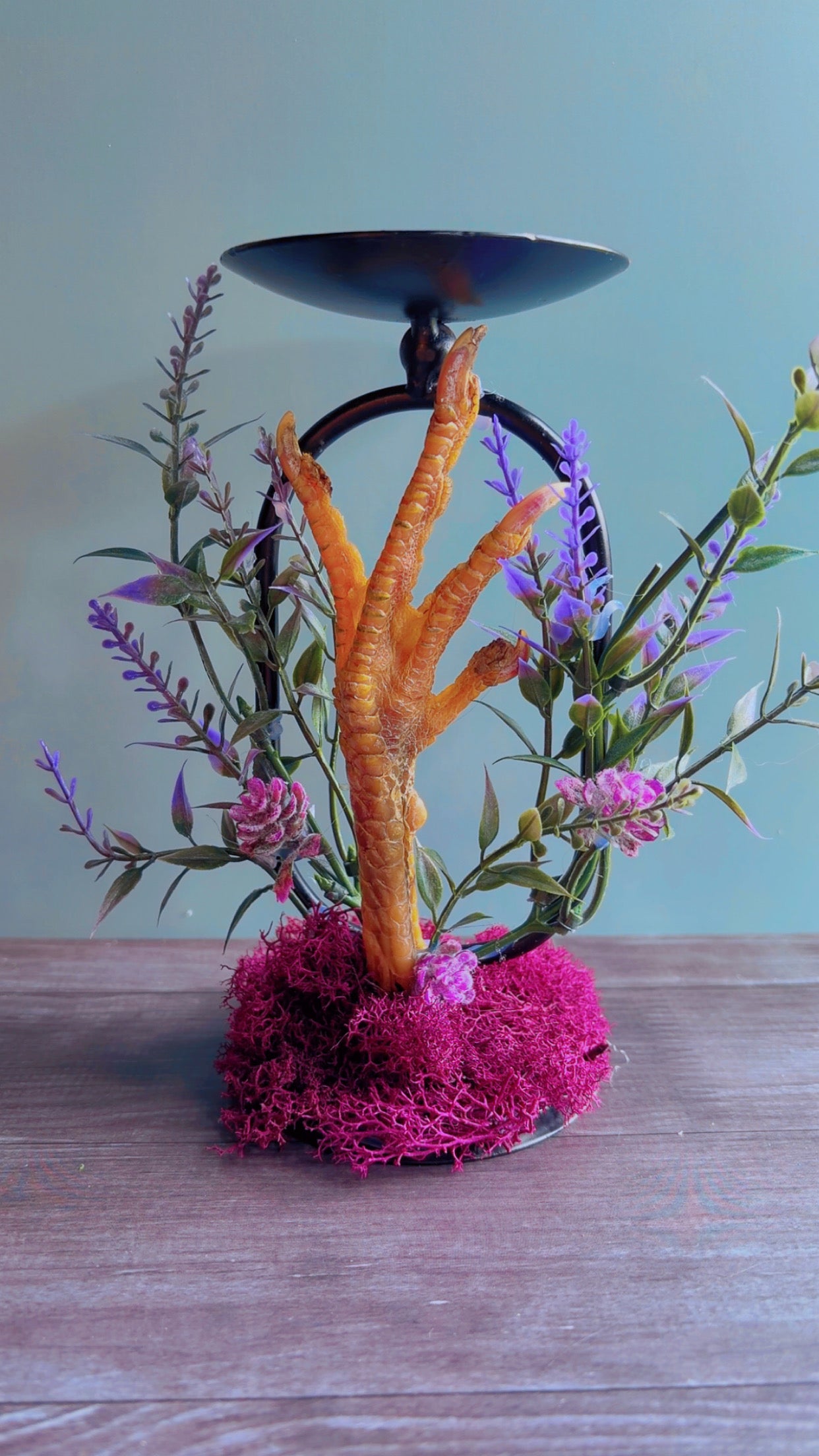 Handmade chicken foot candle holders