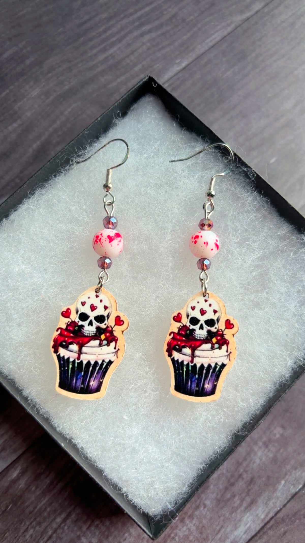 Handmade skull sundae earrings