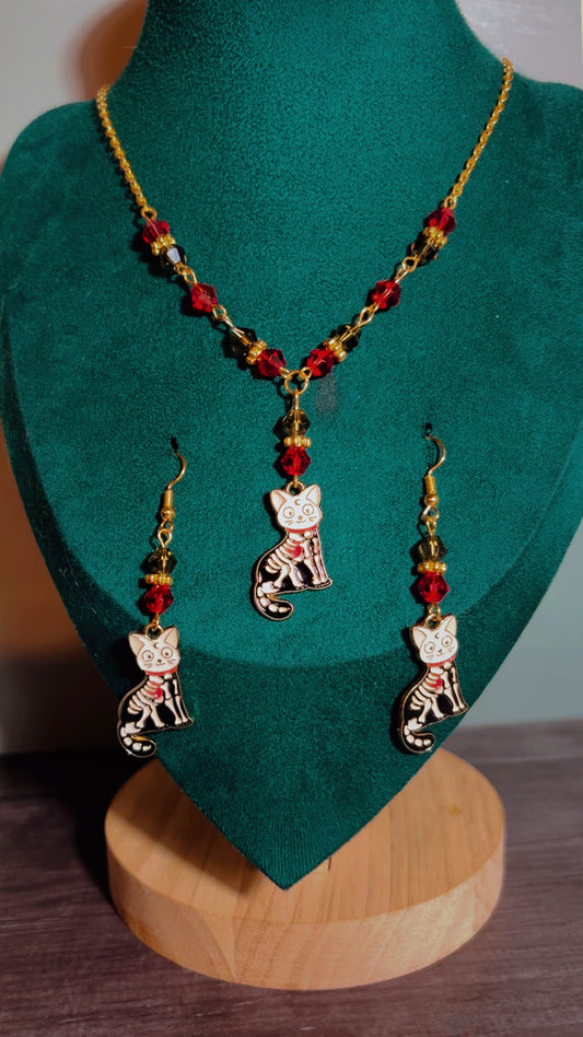 Handmade skeleton cat set
