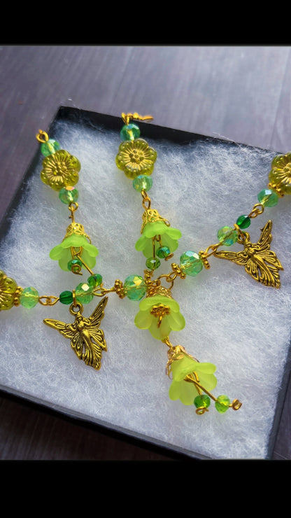 Handmade green garden fairy set