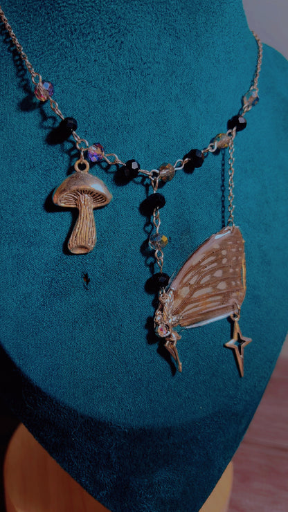 Handmade real butterfly wing fairy necklace