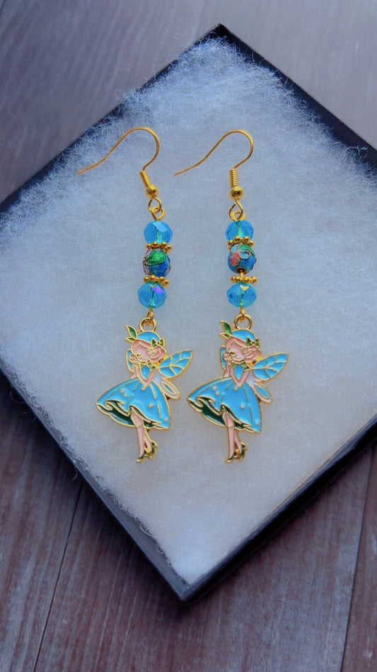Handmade cloisonné fairy earrings