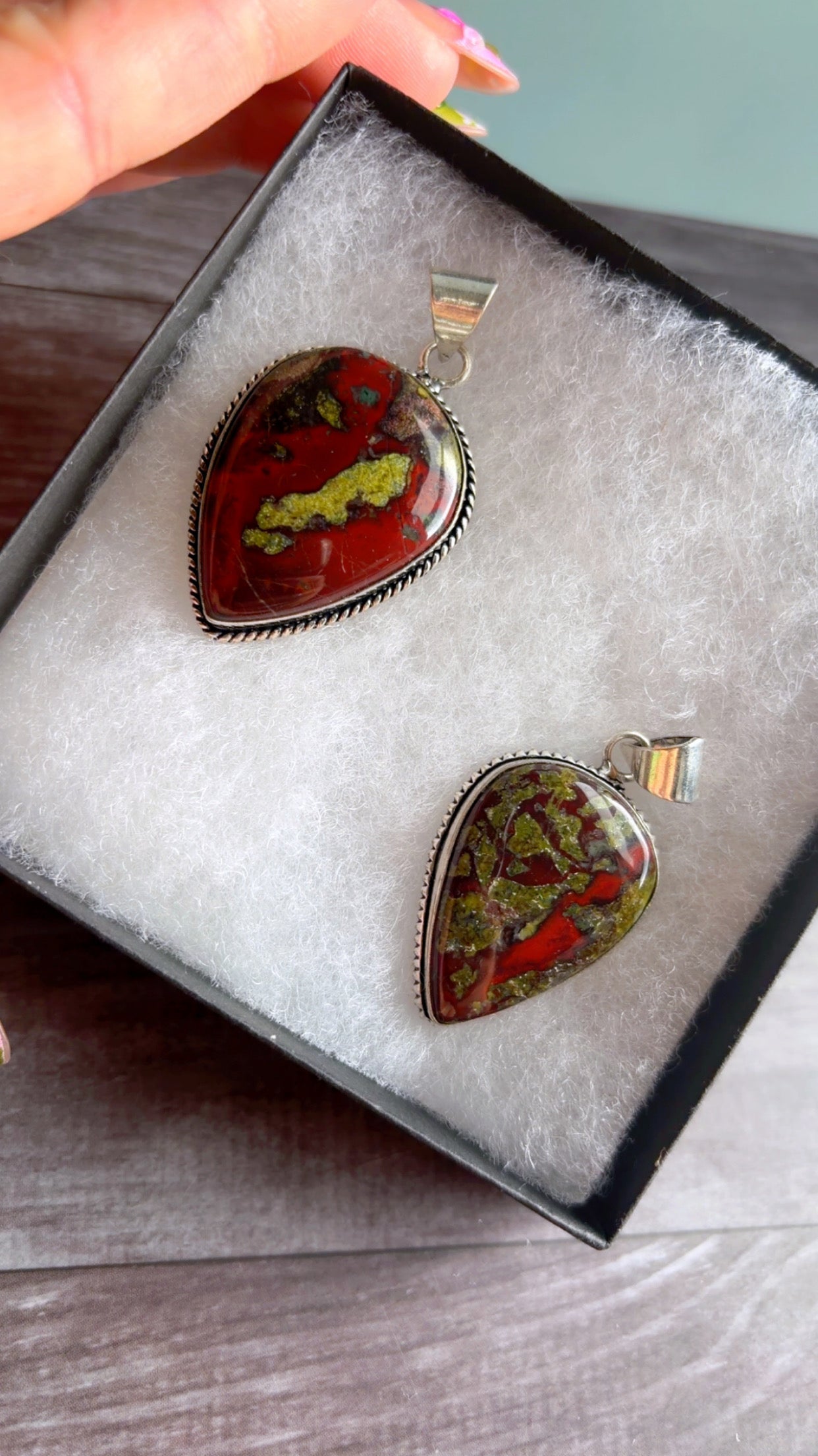 Dragons blood jasper gemstone pendants