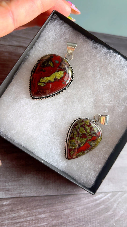 Dragons blood jasper gemstone pendants